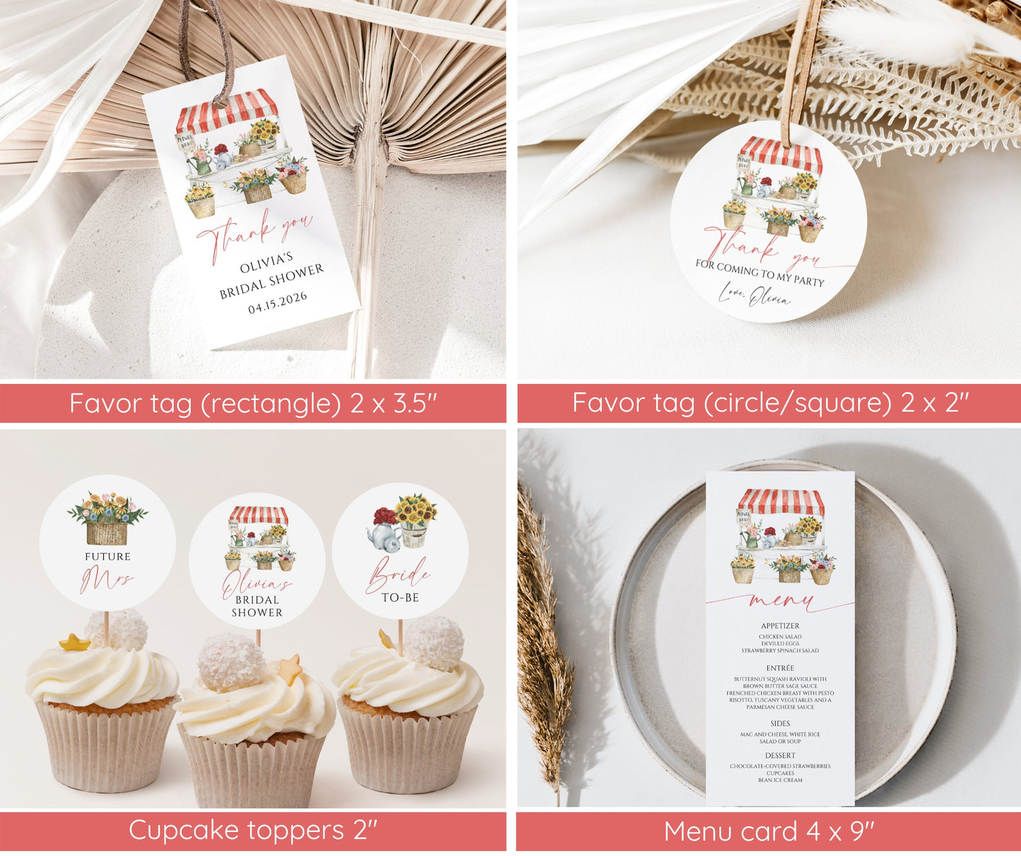 Fresh Off the Market Bridal Shower Bundle, Farmer's Market Invitation & Games Bundle, Flower Shop Wedding Shower Decor, Editable Template