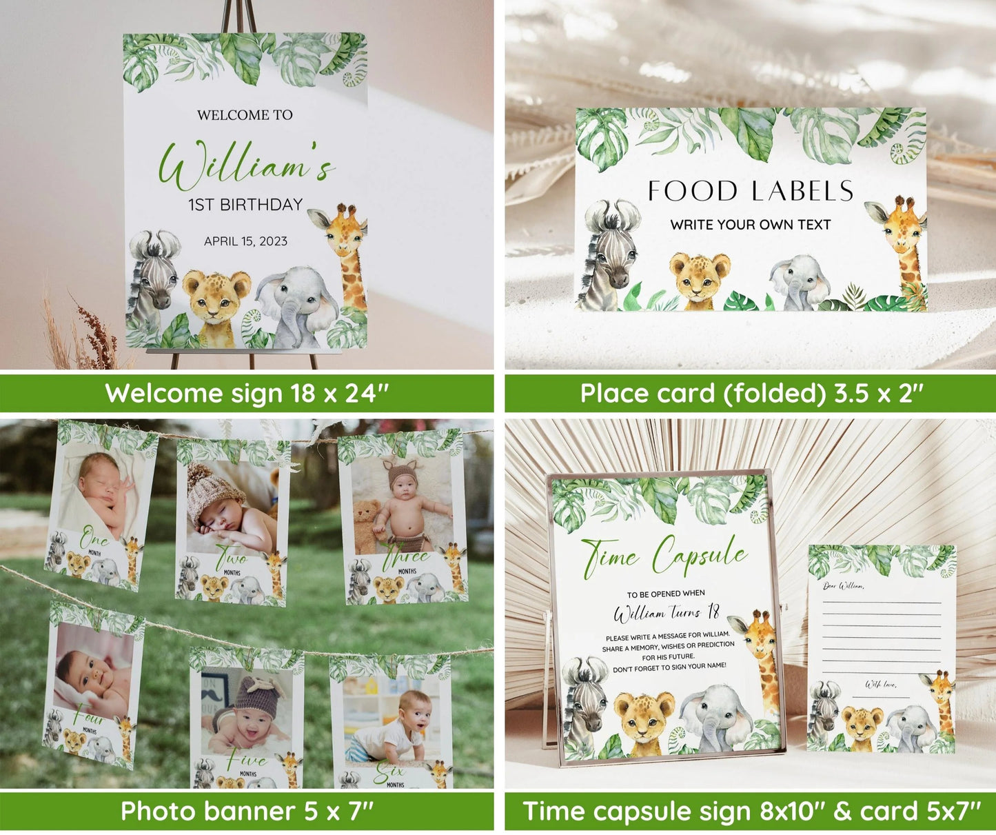 Wild One 1st Birthday Bundle, Safari Wild One Birthday Bundle, Wild One Invitation Bundle, Instant Download, Birthday Boy Milestone Welcome