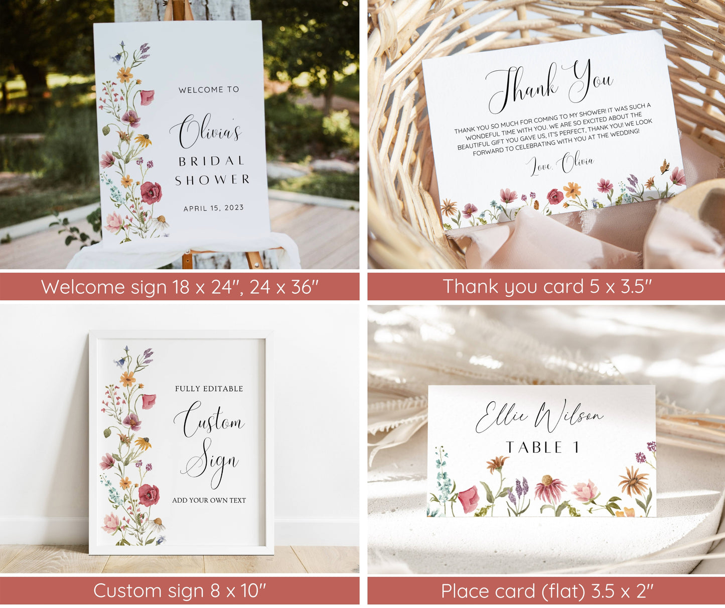 Wildflower Bridal Shower Invitation Template | Love in Bloom Bridal Shower Bundle | Editable Canva Invitation, Games & Decor | Instant Download