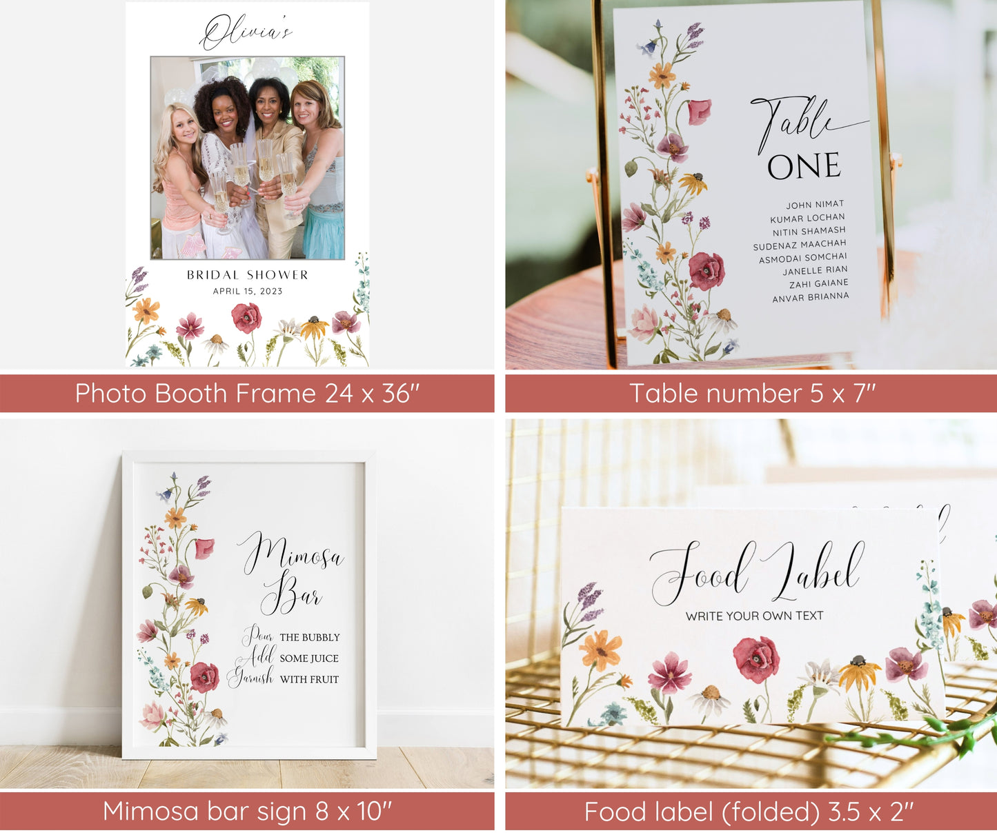 Wildflower Bridal Shower Invitation Template | Love in Bloom Bridal Shower Bundle | Editable Canva Invitation, Games & Decor | Instant Download