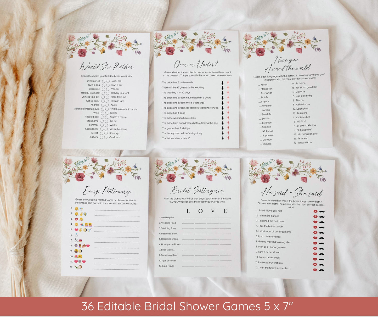 Wildflower Bridal Shower Invitation Template | Love in Bloom Bridal Shower Bundle | Editable Canva Invitation, Games & Decor | Instant Download