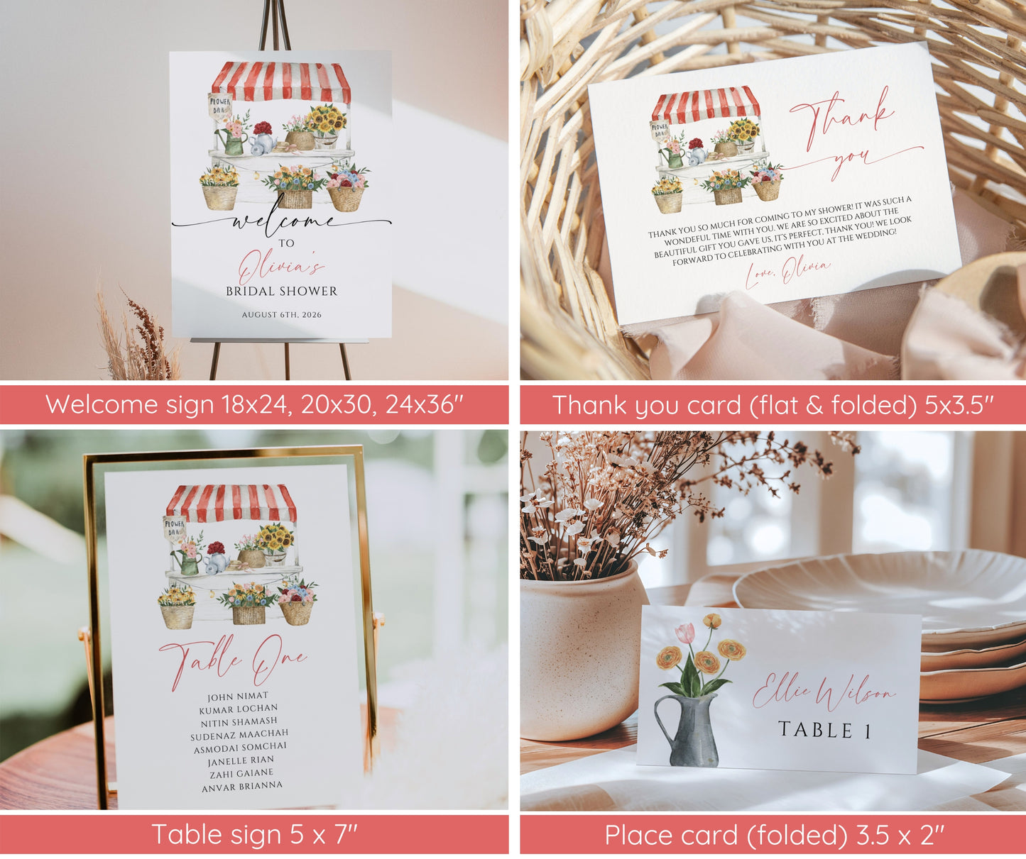 Fresh Off the Market Bridal Shower Bundle, Farmer's Market Invitation & Games Bundle, Flower Shop Wedding Shower Decor, Editable Template
