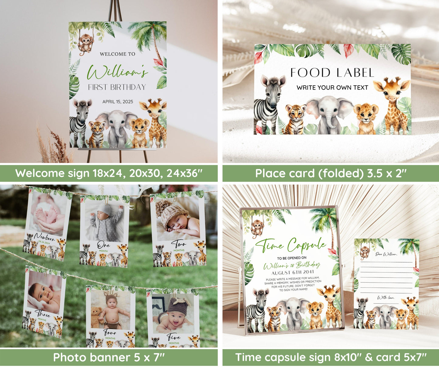 Wild One 1st Birthday Bundle, Safari Wild One Birthday Bundle, Wild One Invitation Bundle, Instant Download, Birthday Boy Milestone Welcome