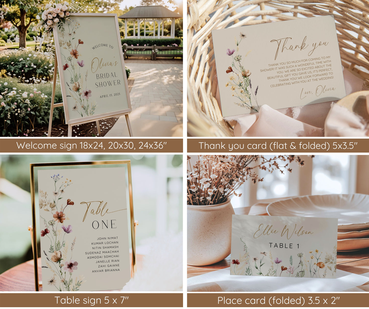 Fall in Love Bridal Shower Bundle, Autumn Wildflower Bridal Shower Invitation & Games Bundle, Boho Floral Wedding Shower, Editable Template