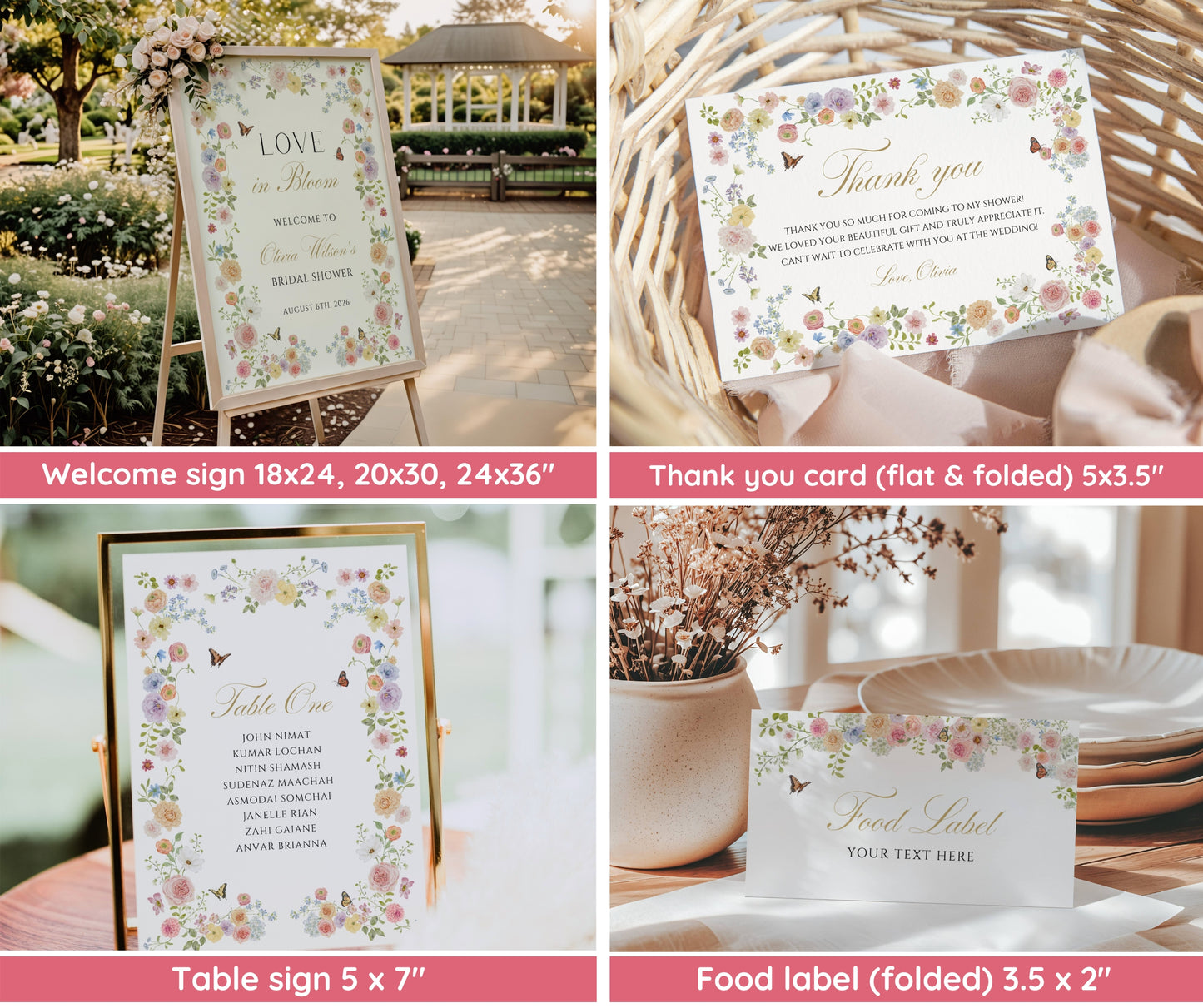 Love In Bloom Bridal Shower Bundle, Floral Garden Party Invitation & Games Set, Spring Summer Wedding Shower Decor, Editable Template