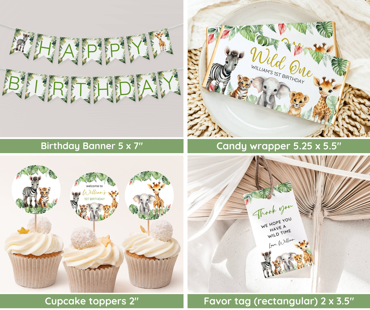 Wild One 1st Birthday Bundle, Safari Wild One Birthday Bundle, Wild One Invitation Bundle, Instant Download, Birthday Boy Milestone Welcome