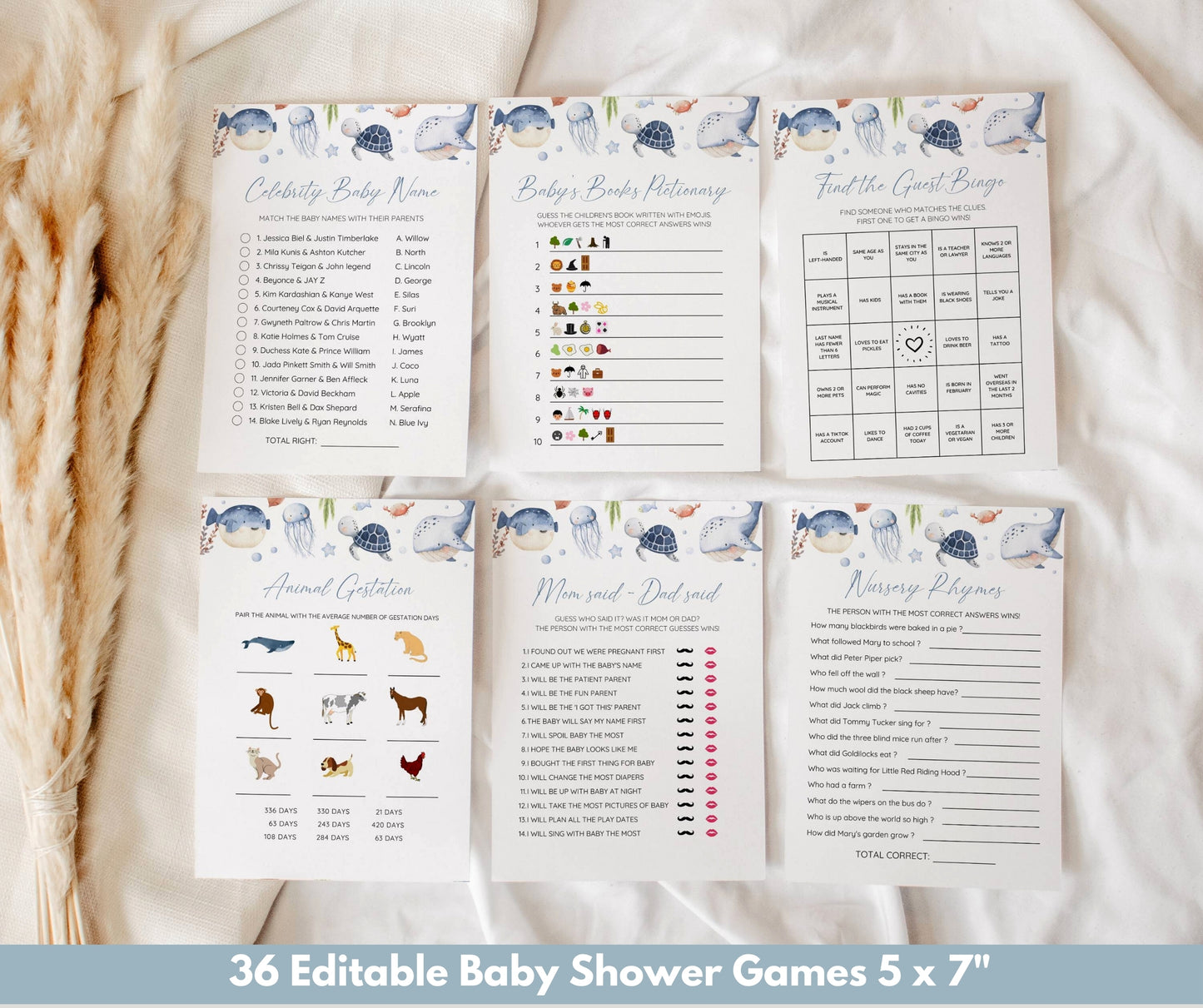 Under the Sea Baby Shower Bundle – Ocean Boy Invitation, Games & Decor | Editable Template, Instant Download