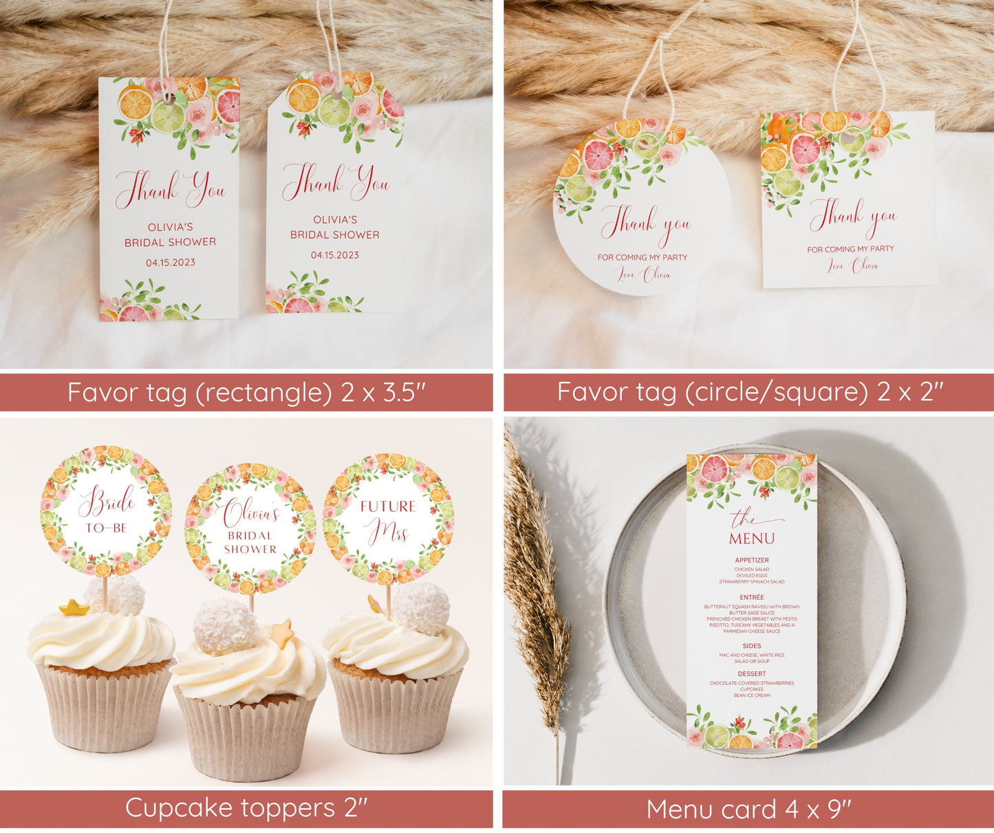 Citrus Bridal Shower Invitation Bundle | She Found Her Main Squeeze | Orange Floral Summer Bridal Brunch Template | Editable Canva Instant Download