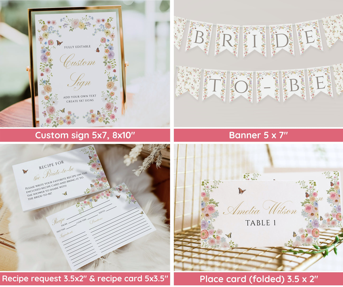 Love In Bloom Bridal Shower Bundle, Floral Garden Party Invitation & Games Set, Spring Summer Wedding Shower Decor, Editable Template