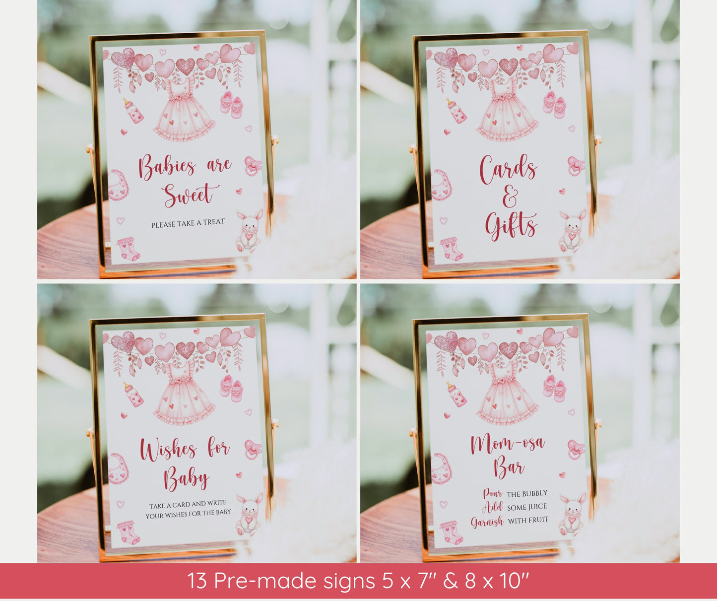 Little Sweetheart Baby Shower Bundle, Valentine Girl Baby Shower Invitation & Games, Heart Baby Sprinkle Decor, Editable Template, Download
