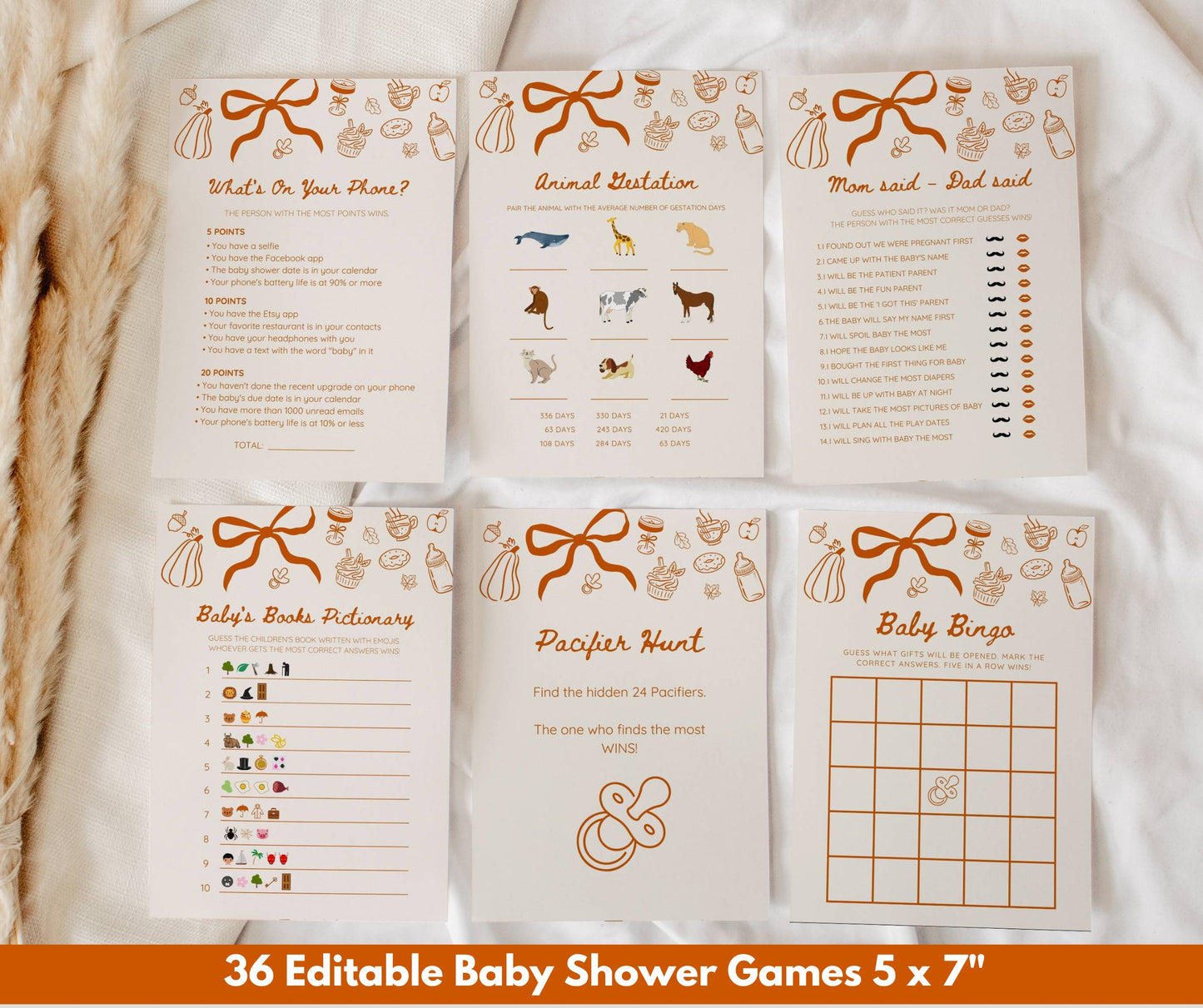 Fall in Love Baby Shower Bundle, Hand Drawn Little Pumpkin Baby Shower Invitation & Games, A Little Pumpkin is on the Way, Editable Template