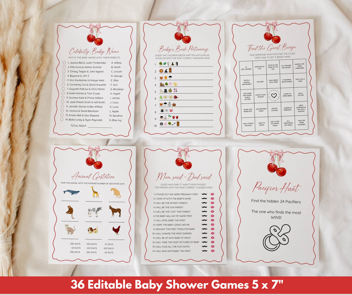 Cherry Baby Shower Invitation Bundle, Cherry on Top Invite Set, Coquette Pink Bow & Berries Girl Baby Shower, Editable Templates, Printable