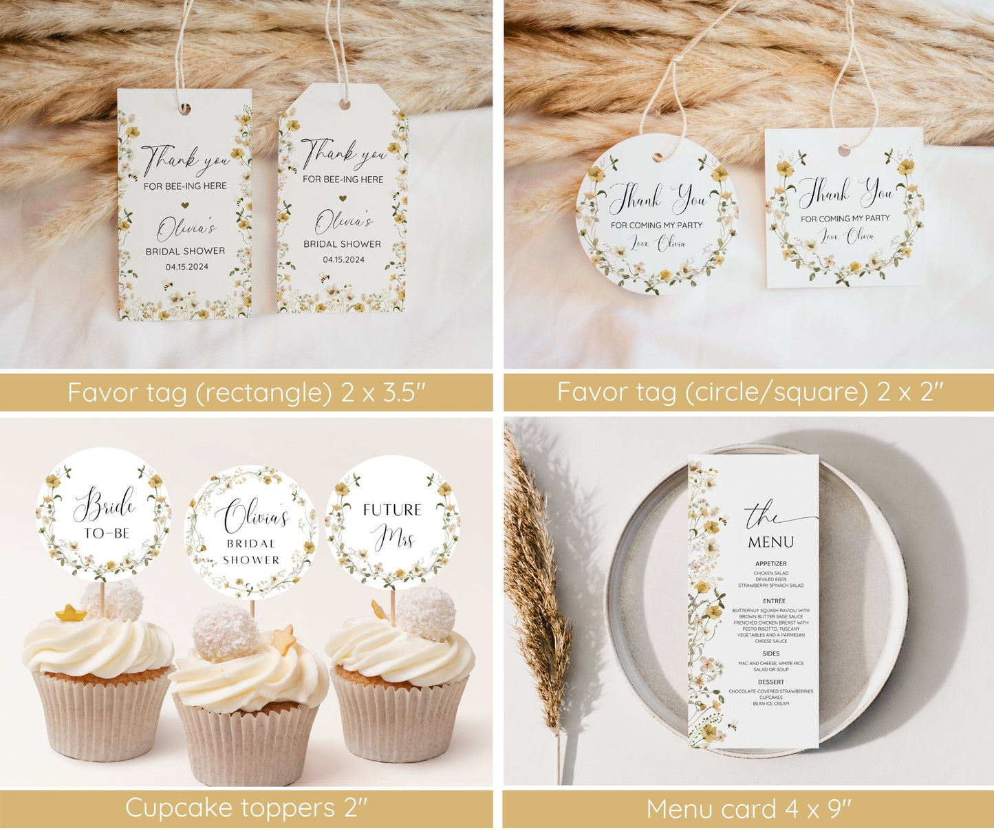 Bride to Bee Bridal Shower Invitation Bundle | Bee Floral Shower Invite & Games | Summer Bridal Shower Decor | Editable Printable Template