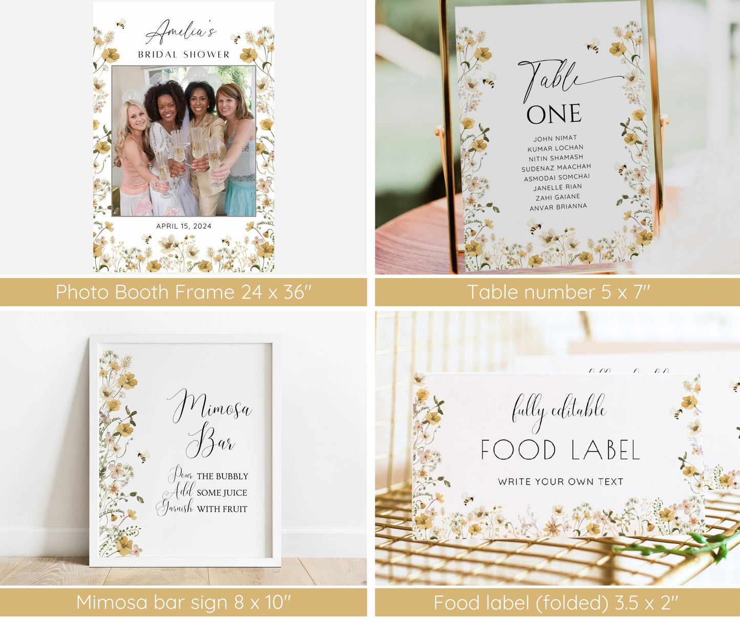 Bride to Bee Bridal Shower Invitation Bundle | Bee Floral Shower Invite & Games | Summer Bridal Shower Decor | Editable Printable Template