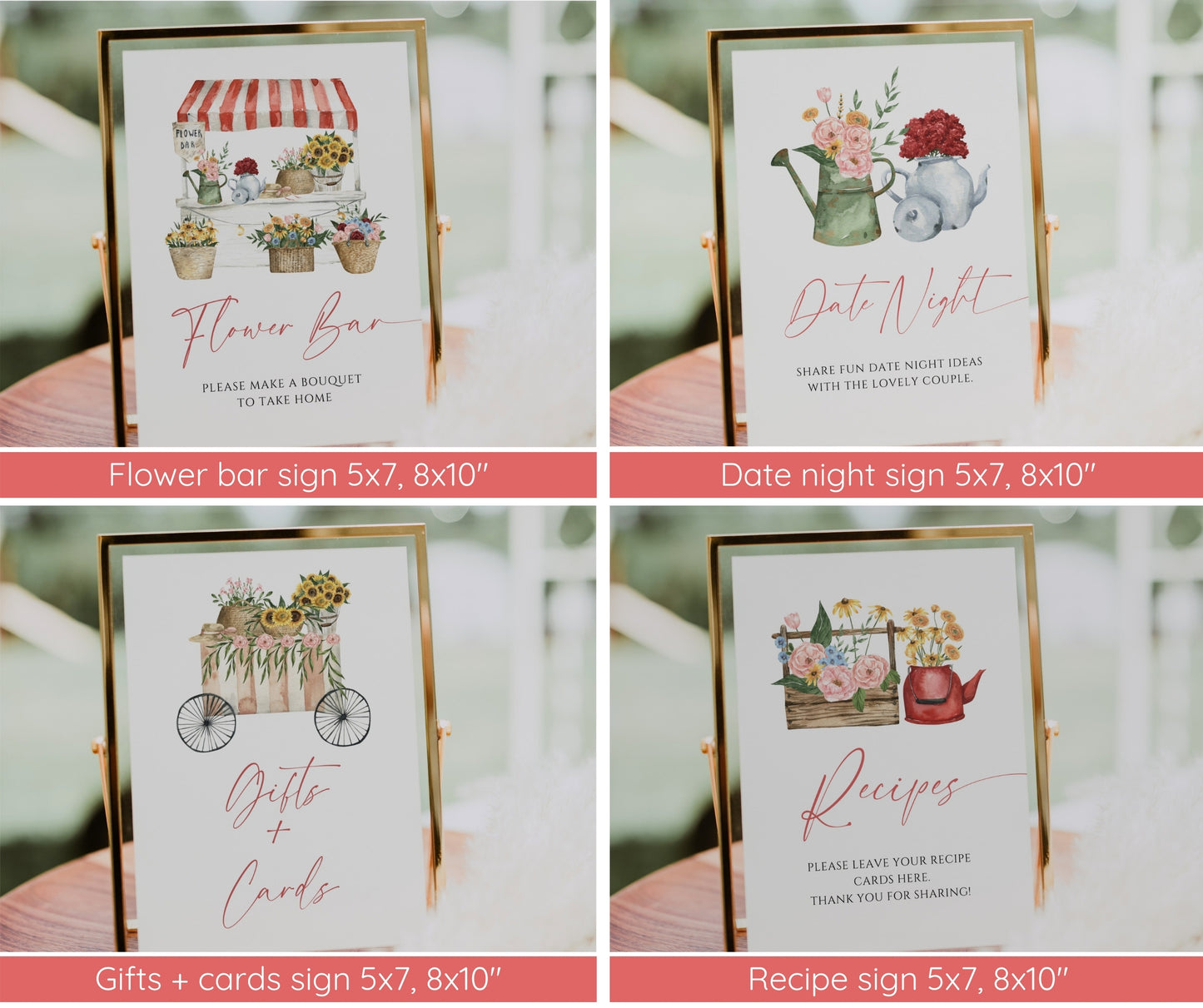 Fresh Off the Market Bridal Shower Bundle, Farmer's Market Invitation & Games Bundle, Flower Shop Wedding Shower Decor, Editable Template