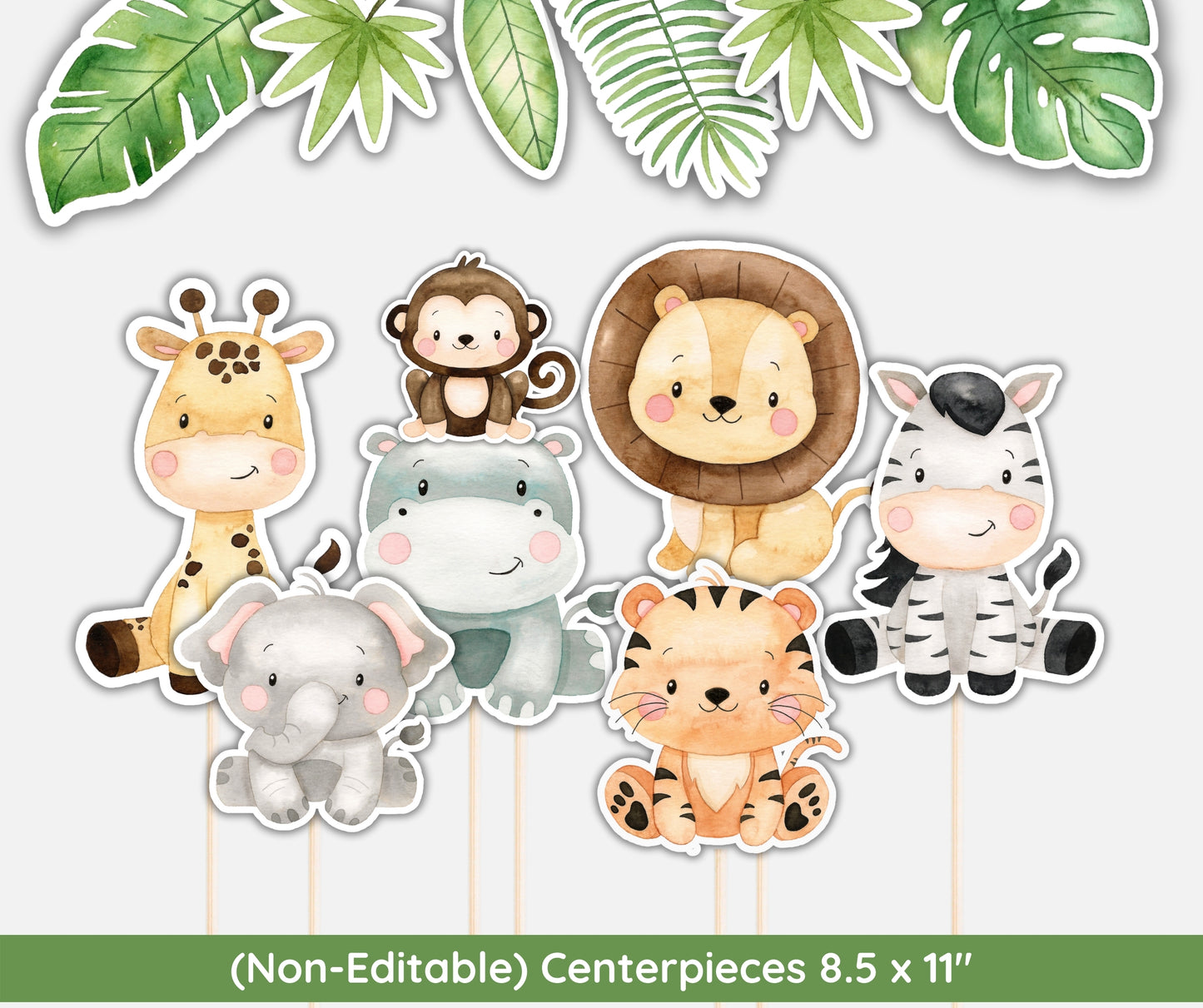 Safari Animal Baby Shower Bundle, Editable Safari Baby Shower Invitation Set, Jungle Animal Baby Shower, Boy Baby Shower, Digital Download