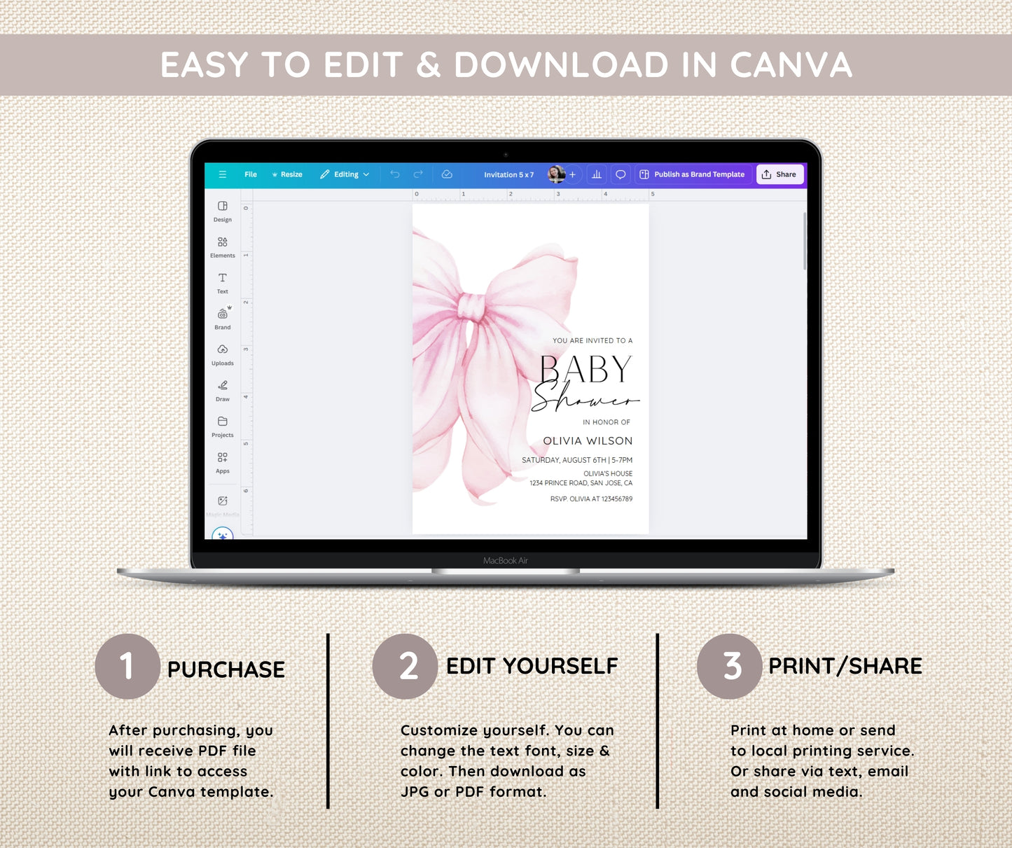 Pink Bow Baby Shower Invitation Bundle, Editable Pink Bow Invitation and Games, Pink Coquette Bow Baby Shower Decoration Baby Girl Printable