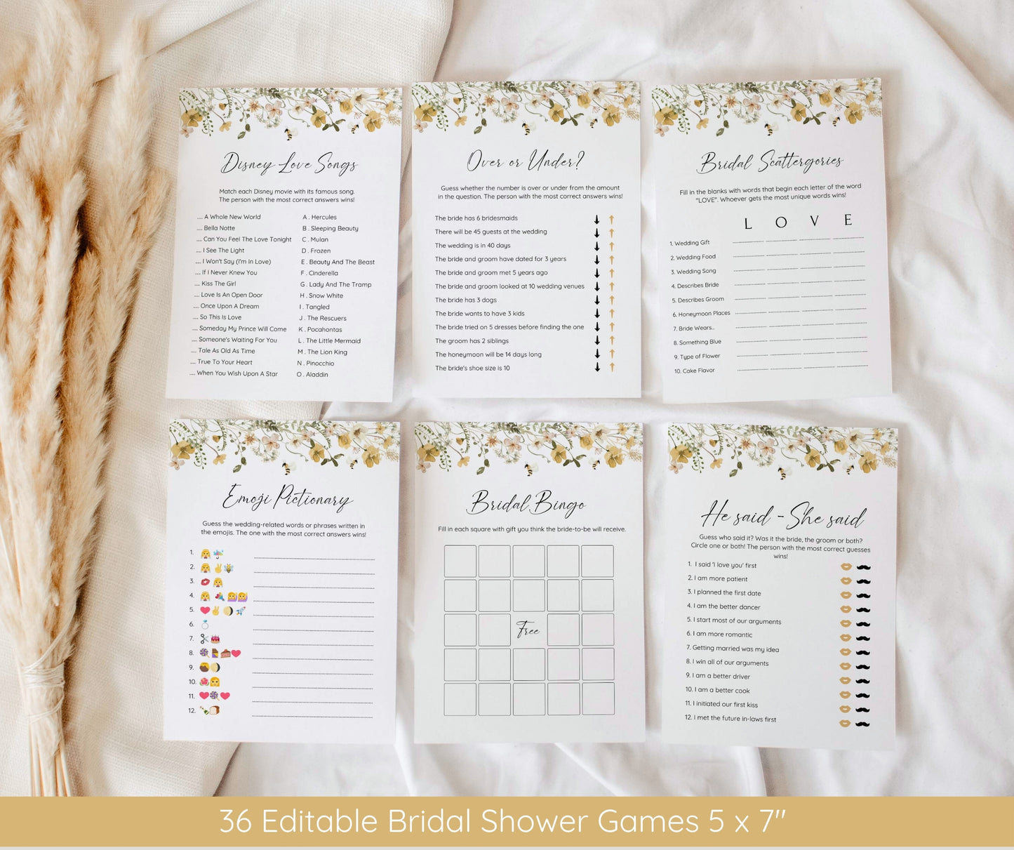 Bride to Bee Bridal Shower Invitation Bundle | Bee Floral Shower Invite & Games | Summer Bridal Shower Decor | Editable Printable Template