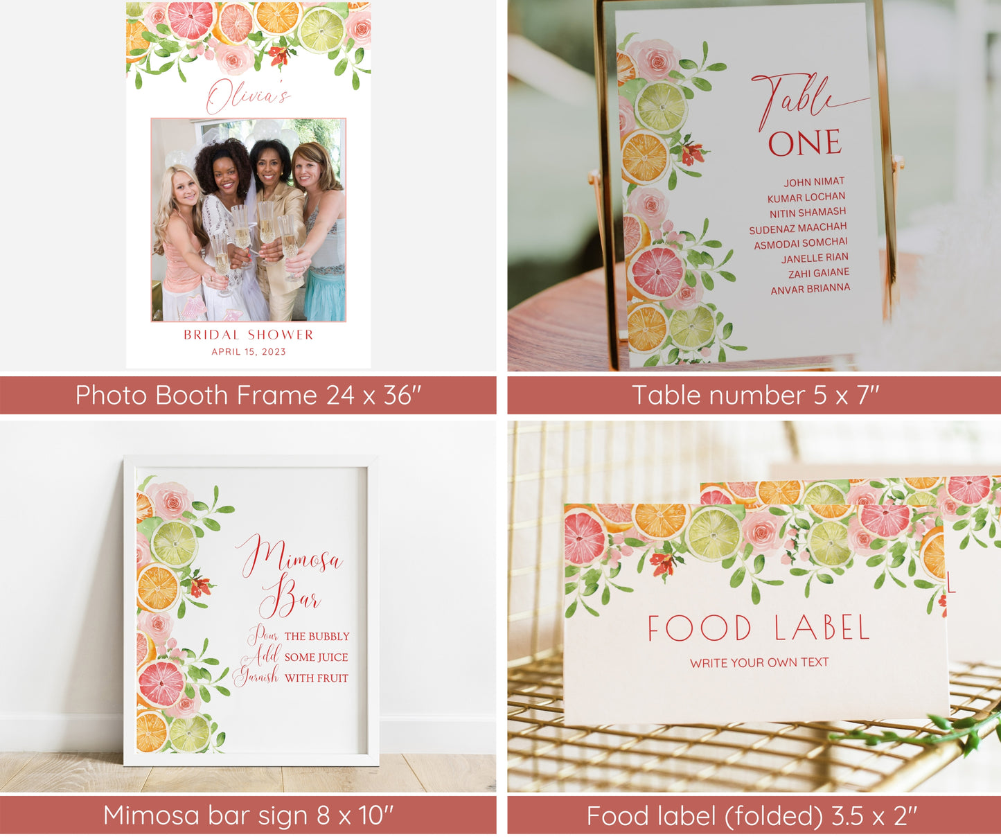 Citrus Bridal Shower Invitation Bundle | She Found Her Main Squeeze | Orange Floral Summer Bridal Brunch Template | Editable Canva Instant Download