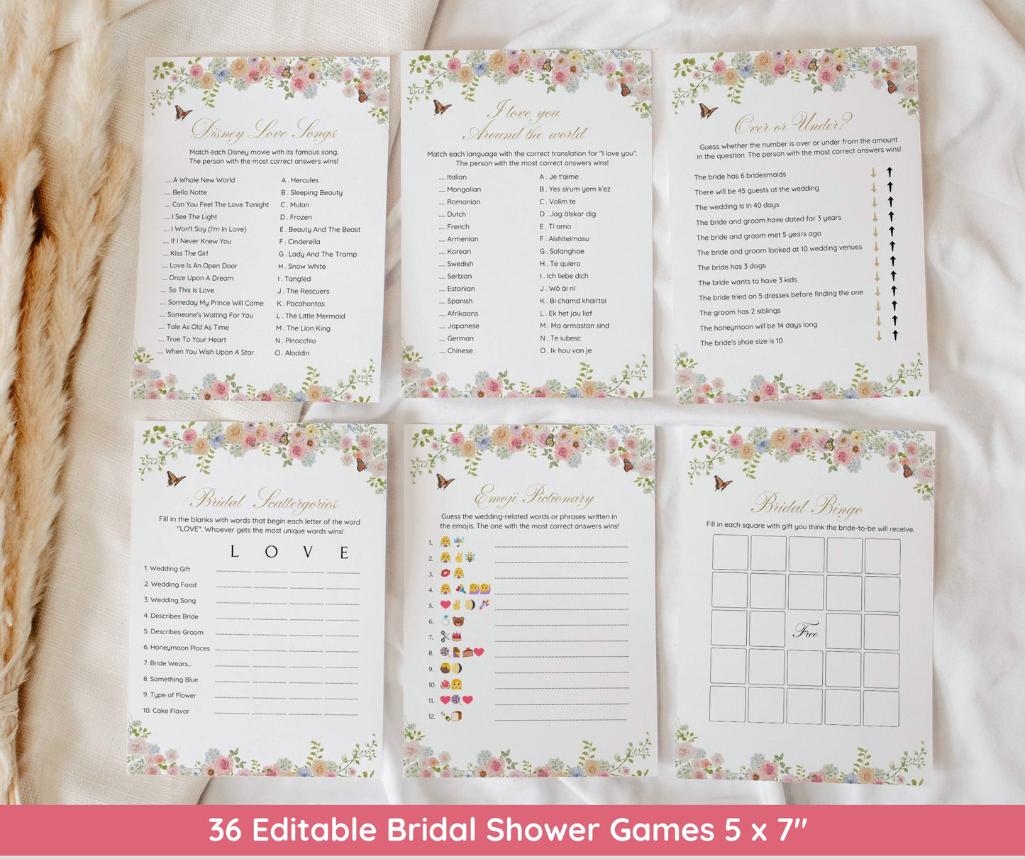 Love In Bloom Bridal Shower Bundle, Floral Garden Party Invitation & Games Set, Spring Summer Wedding Shower Decor, Editable Template