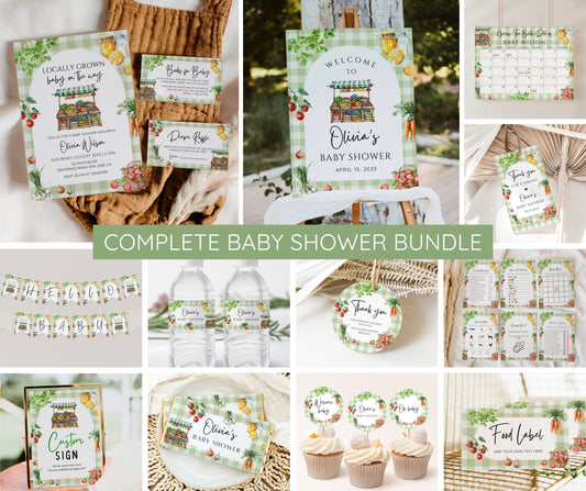 Locally Grown Baby Shower Bundle – Farmers Market Invitation & Games | Editable Template, Printable, Instant Download