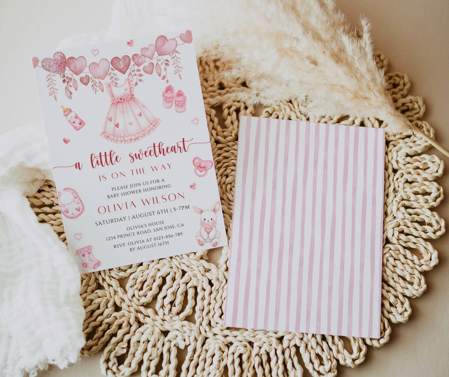 Little Sweetheart Baby Shower Bundle, Valentine Girl Baby Shower Invitation & Games, Heart Baby Sprinkle Decor, Editable Template, Download