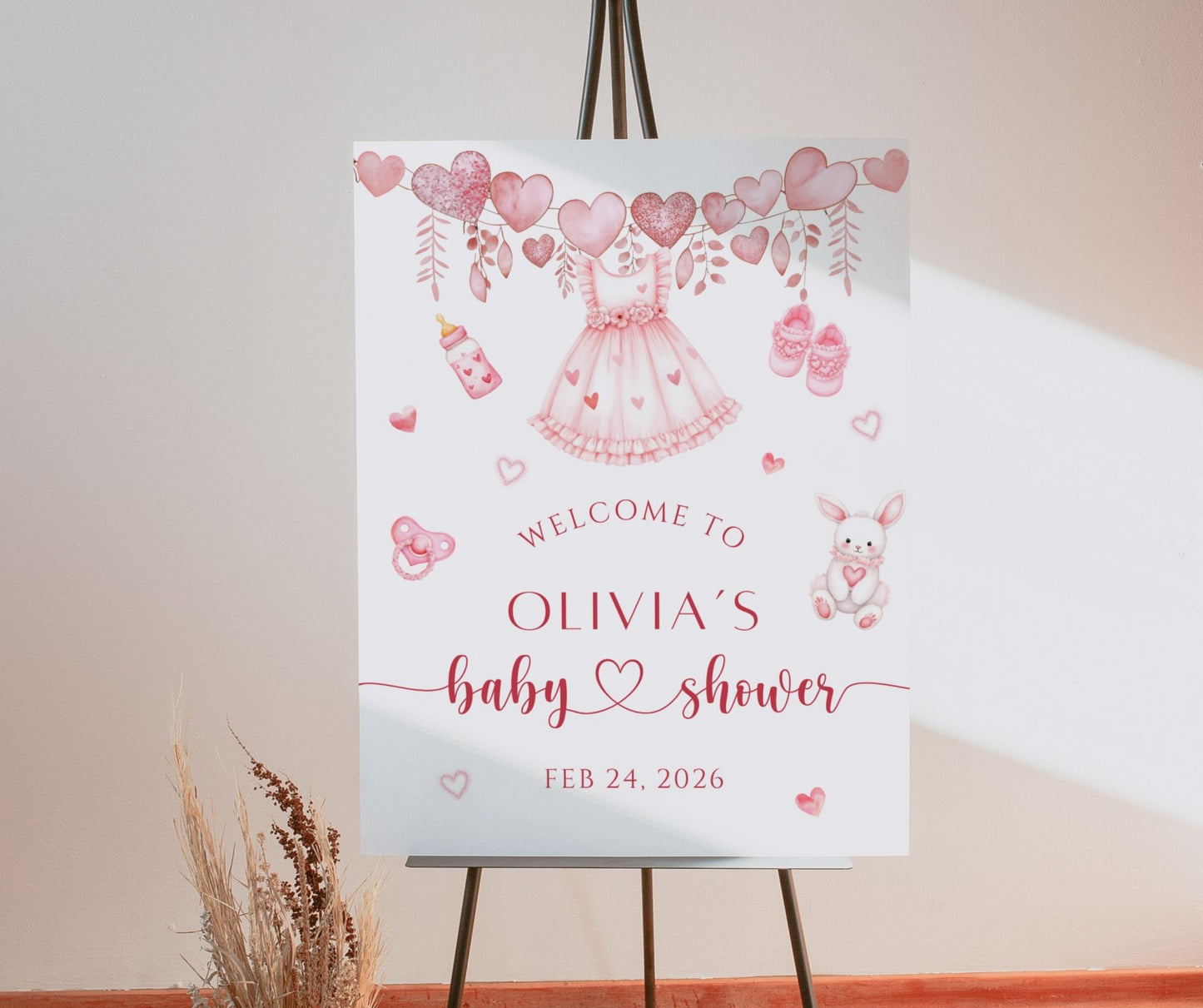 Little Sweetheart Baby Shower Bundle, Valentine Girl Baby Shower Invitation & Games, Heart Baby Sprinkle Decor, Editable Template, Download