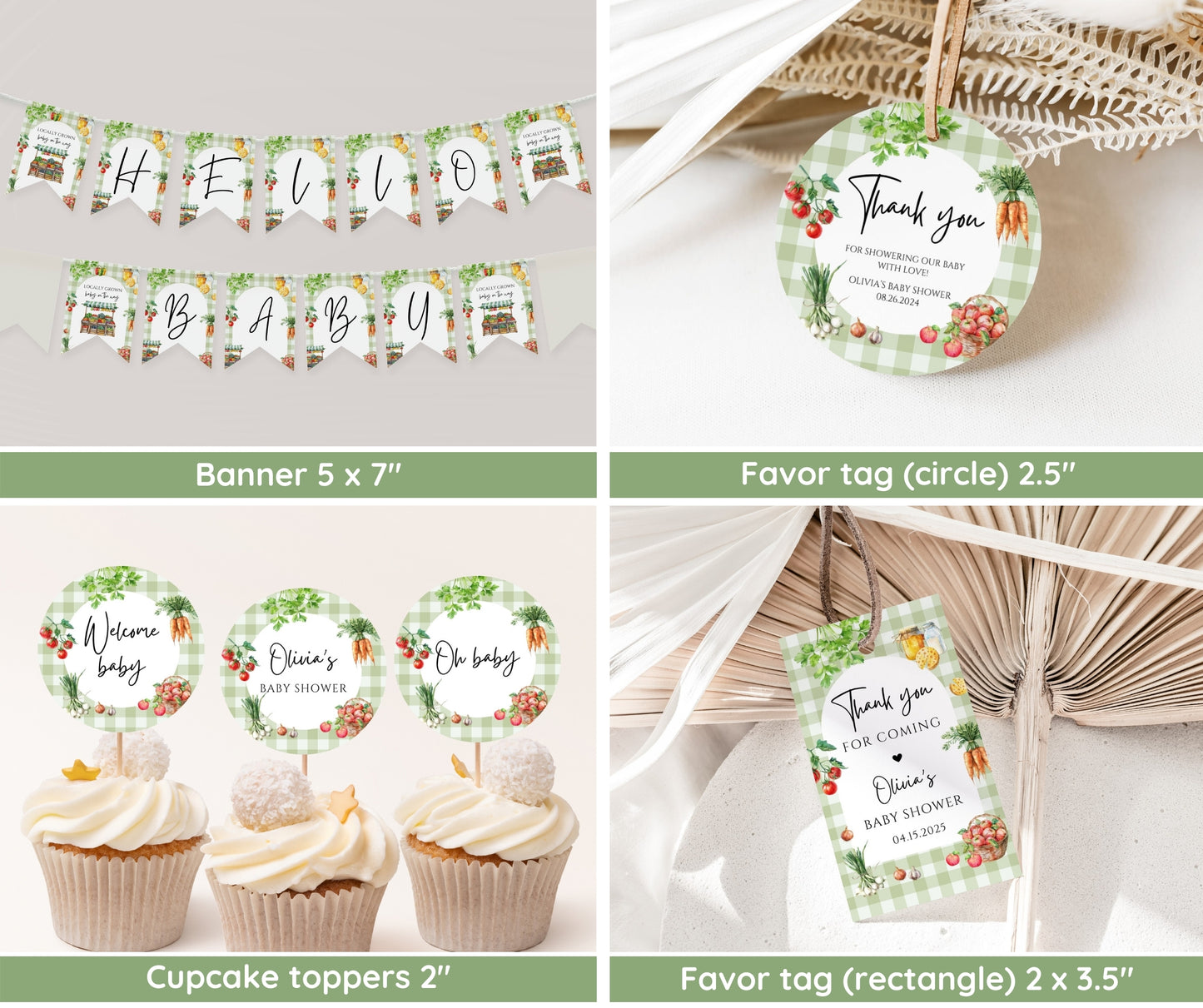 Locally Grown Baby Shower Bundle – Farmers Market Invitation & Games | Editable Template, Printable, Instant Download